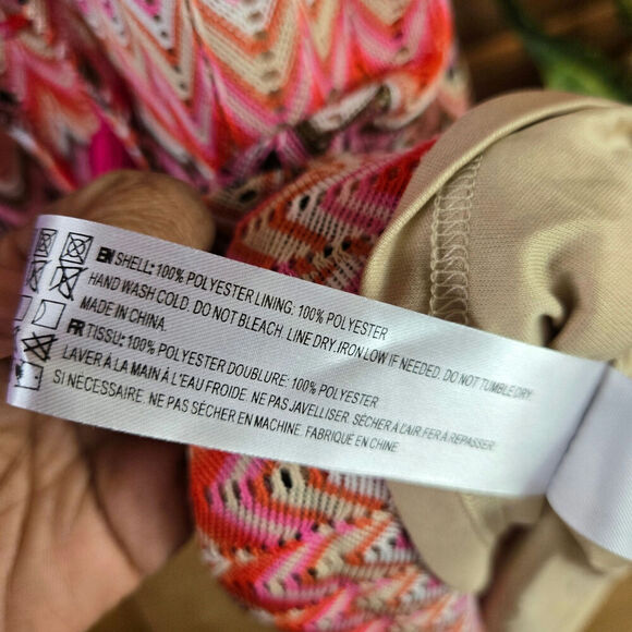 En Saison Womens Open Knit Crotchet Midi Dress Size L Rainbow Beachy Boho Hippie - Picture 10 of 12